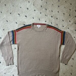 Sundry Women’s Tan Sweater with Multicolor Stripes